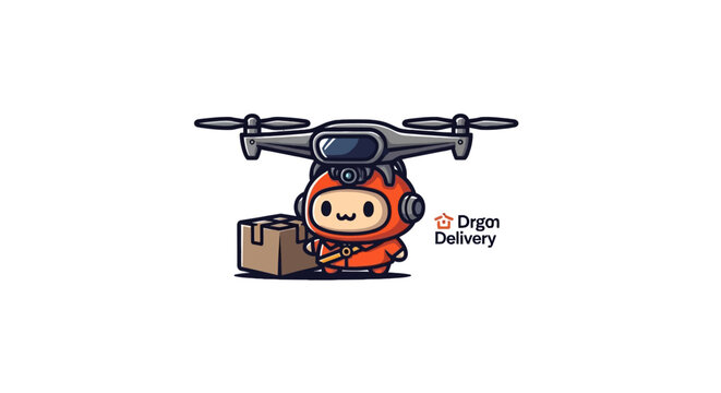 Delivery man with drone package.