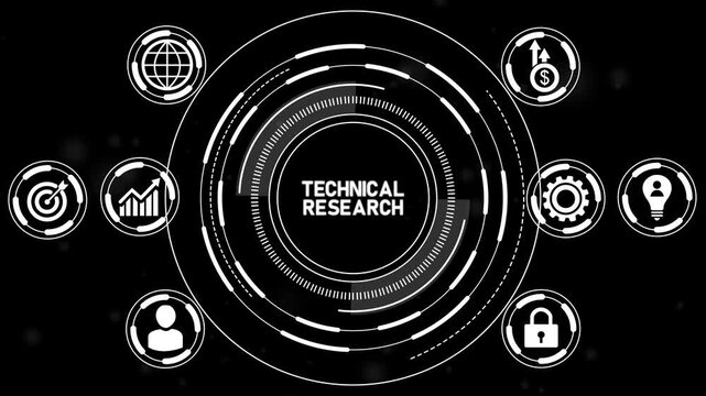technical research concept.Blue technology business concept background.4k Animation video.