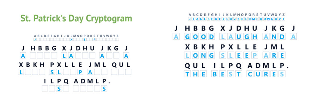 St. Patrick&rsquo;s Day cryptogram puzzle with inspirational quote answer