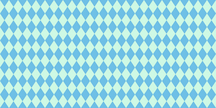 Seamless harlequin pattern with blue and light cyan diamond checks