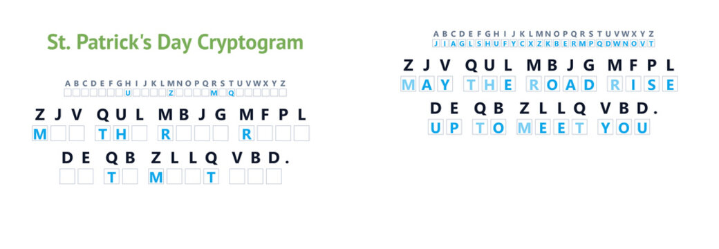 St. Patrick&rsquo;s Day cryptogram puzzle with uplifting quote