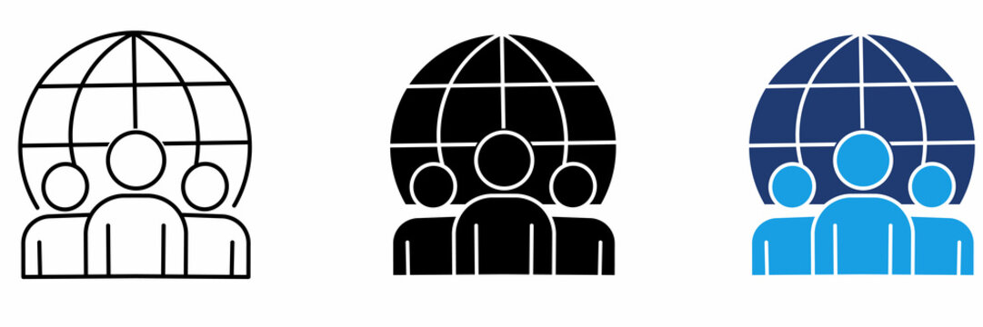 Global Community Icon Collection. Containing Global, Team, Networking, Users, and Network.