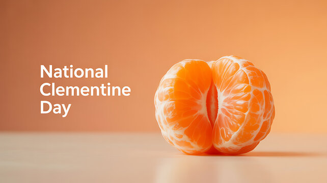 National Clementine Day celebration with a halved clementine on a warm-toned background