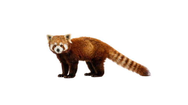 Red panda standing side view aanimal white isolated on transparent background png