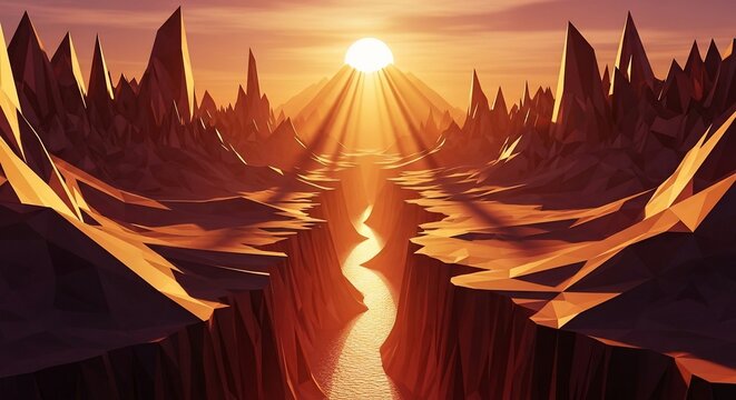 Dramatic sunset canyon landscape