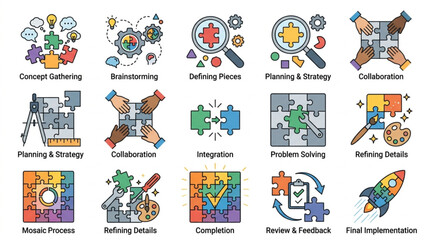 Fototapeta premium Creative Process and Project Management Stages Infographic