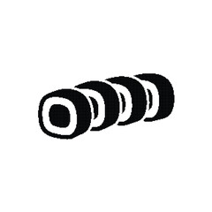 Minimalist sushi roll vector icon, black and white maki rolls illustration, Japanese cuisine food symbol for restaurant menu design © riponhossain