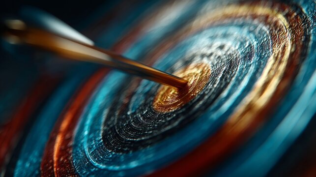 Abstract Winter Olympics bullseye target with skis and gold-blue light streaks, dynamic sports business concept, minimal modern composition, futuristic lighting, clean graphic design for branding