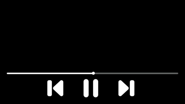 music player control bar animation video ,minimalist audio player controls animation.music player control bar animation 4k video.