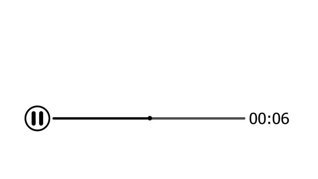 audio player progress bar timer animation on white background,audio streaming interface motion background,podcast player progress indicator motion graphic.