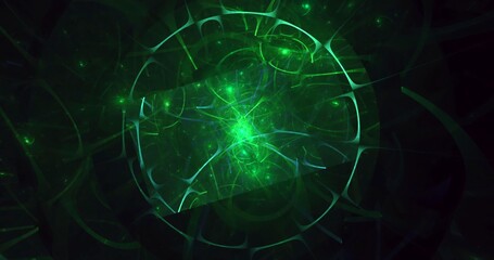 Naklejka premium Illustration created as a 3D render without generative AI, abstract bokeh background with glowing geometric light effects