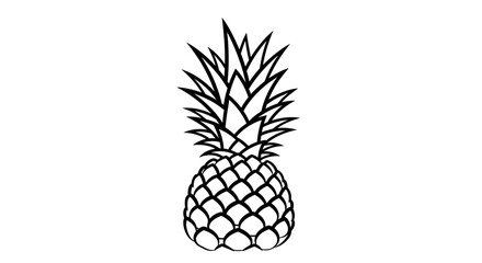 Obraz premium Black and White Line Art Pineapple Illustration