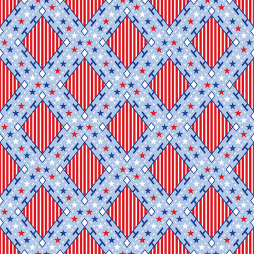 Patriotic USA Argyle Seamless Pattern