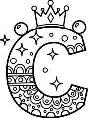 Fototapeta premium Decorative letter g with crown and stars