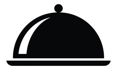 Classic metal food tray with dome lid for luxury dining service icon restaurant catering hospitality kitchenware culinary illustration minimalist © MDAREFIN
