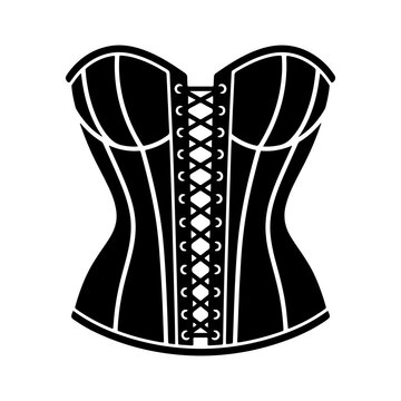 Silhouette of a vintage laced female corset lingerie bustier