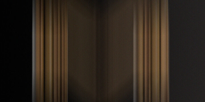 Abstract background featuring vertical wooden columns creating minimalist interior design patterns with subtle warm lighting.