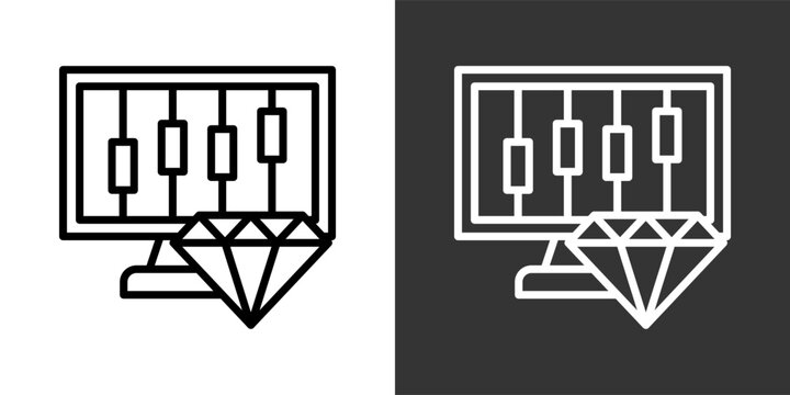 Stock Value Black And White Multiple Style Icon Set Collection Pack Vector Illustration 