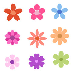 Obraz premium Colorful flower icon set vector illustration