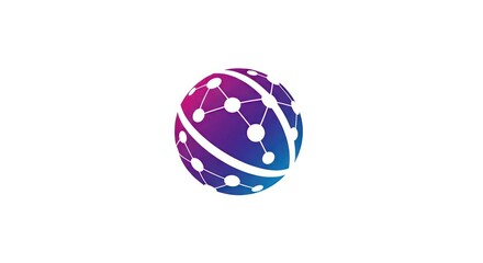 Obraz premium Global network connection globe icon in purple and blue