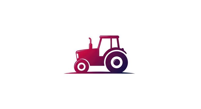 Farm tractor silhouette in purple and pink gradient
