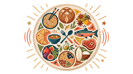 Naklejka premium Variety of Food on Plate