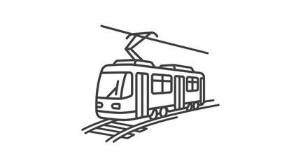 Minimalist line art illustration of a modern city tram. © AMRI