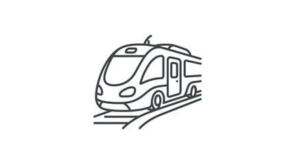 Modern passenger train locomotive line art illustration icon. © AMRI