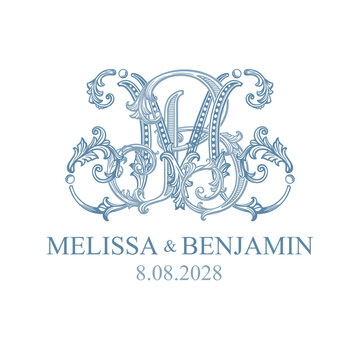 MB BM initials logo designed in a luxury wedding style. Romantic monogram for invitations, wedding stationery and family celebrations.