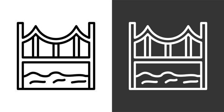 Bridge Black And White Multiple Style Icon Set Collection Pack Vector Illustration 