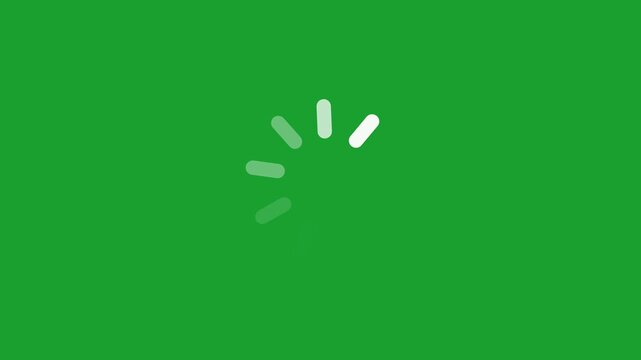 Minimalist abstract loading animation with light green dashes rotating in a circle on a solid green background representing waiting or processing concepts in motion.