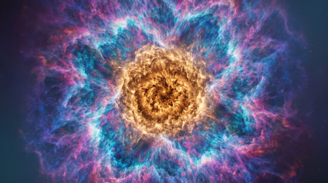 Vibrant cosmic supernova explosion and glowing space nebula