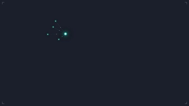 Animated minimal AI agent orchestration concept loop with a calm glowing core and a few nodes on a dark technology background