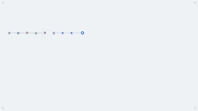 Animated minimal data governance concept loop with data blocks flowing through a funnel on a light background seamless technology motion graphics