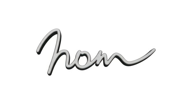 3d silver cursive word from on white background