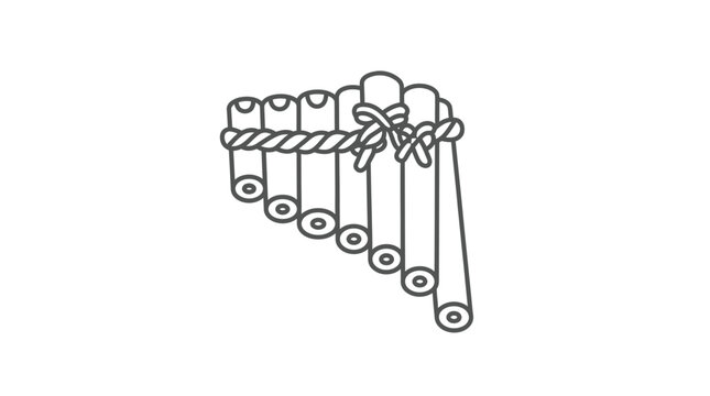 Traditional pan flute musical instrument line drawing