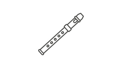 Obraz premium Vertical flute or recorder woodwind instrument sketch.