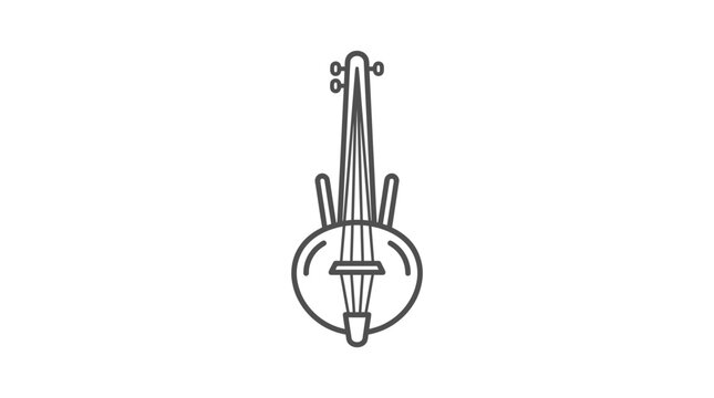 Minimalist spike fiddle string instrument line art