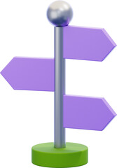 Navigation Signpost 3D icon. signpost with multiple direction arrows pointing different ways. used for crossroad direction and travel guidance. map and outdoor navigation © andinur