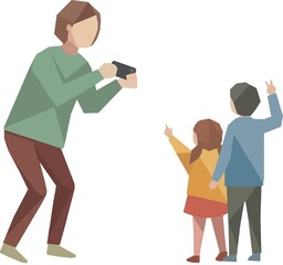 Obraz premium スマホで子どもを撮影する母親のイラスト