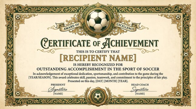 Formal graphic certificate layout design template framing congratulations text boxes with ornate filigree borders and