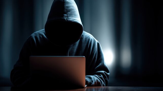 Person laptop dark