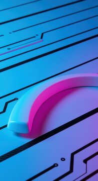 Abstract blue and purple background with geometric shapes and circuitry lines for corporate technology presentations, empowerment banners and futuristic web design