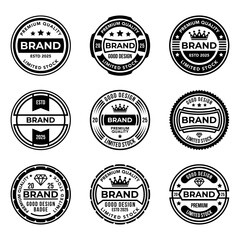 Obraz premium Brand logo elements vector collection. Emblem design with retro style set. Premium qualiy and limited edition badge for brand label