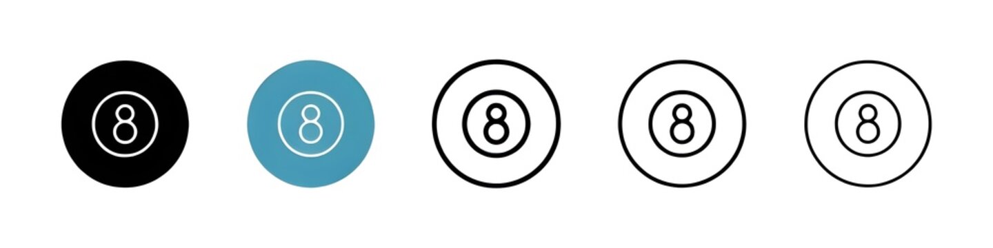 Pool 8 ball line icon vector set. Thin line customizable illustration. Contour symbol. Vector isolated outline drawing. Editable stroke