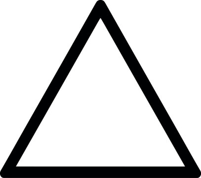A minimalist black equilateral triangle outline centered on a clean white background evoking stability and professional design.