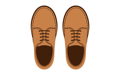 Fototapeta premium A professional top-down illustration of classic brown leather dress shoes with laces, isolated on a clean white background.