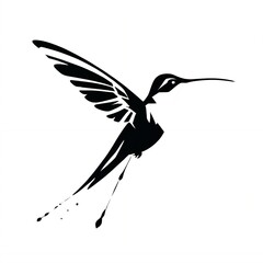Obraz premium Hummingbird Stencil Silhouette