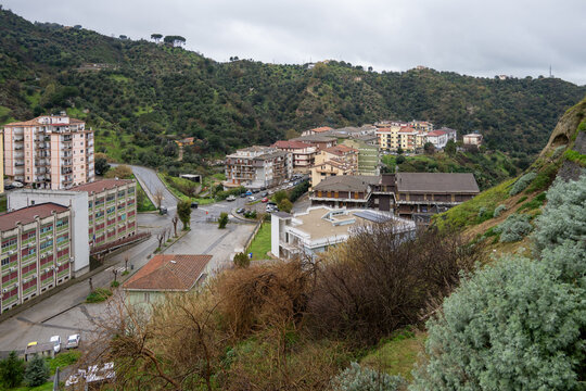 Rossano hillside townscape in Calabria, Italy
