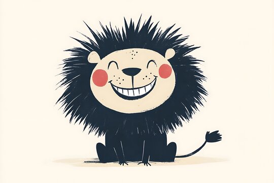 Happy lion sitting and smiling